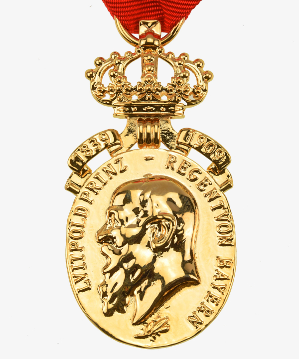 Bayern Prinzregent Goldene Luitpold Jubiläumsmedaille mit Krone und Jahreszahlen 1839 – 1909